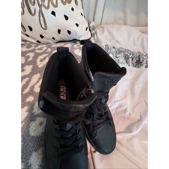 Versace jeans couture black brick high hi top fashion sneaker guc 41/10 main image 8